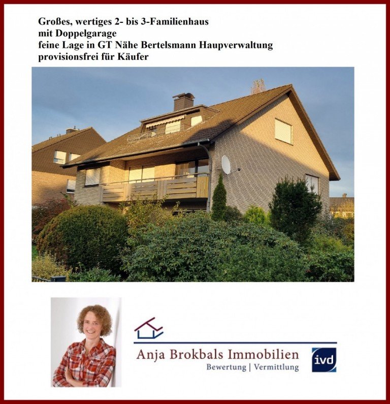 Gro�es, wertiges 2- bis 3-FamHaus m. Doppelgarage G�tersloh Zweifamilienhaus Viel Raum f�r 1 bis 3 Familien oder wohnen und vermieten!