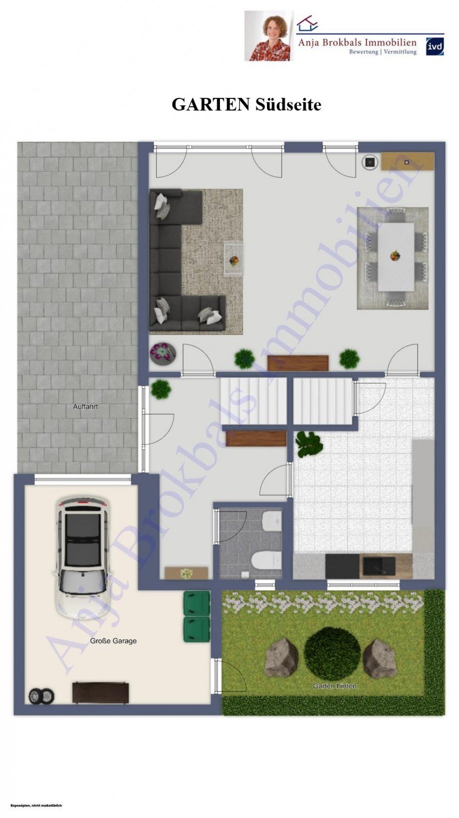 Grundriss mit Garage und Au�enbereich Doppelhaush�lfte G�tersloh