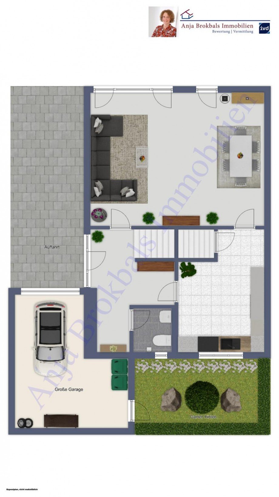 Einfahrt, Garage, Hintergarten Doppelhaush�lfte G�tersloh