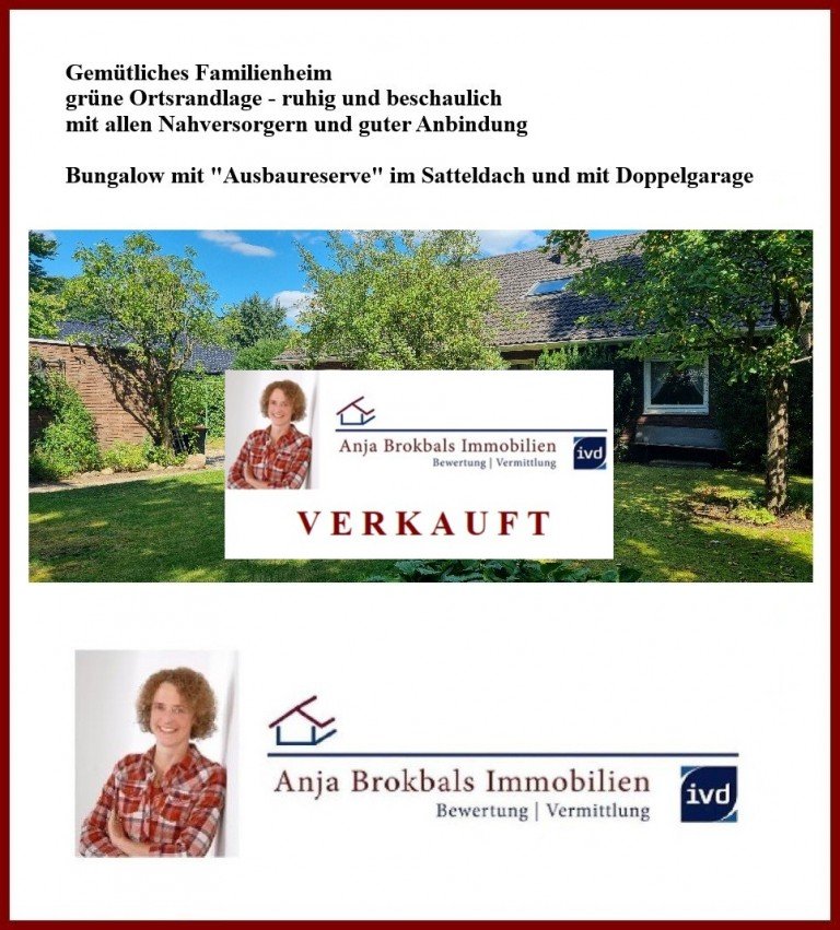 02.572.VERKAUFT G�tersloh Einfamilienhaus Idyllisch wohnen - gr�ne Oase zum Wachk�ssen - Bungalow mit Satteldach und Doppelgarage - provisionsfrei f�r K�ufer