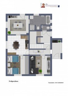 Grundriss Erdgeschoss 2-Familienhaus in Isselhorst: EG barrierefrei, 170 m�, 2 Carports, toller Garten, 2 Eing�nge - provisionsfrei f�r K�ufer