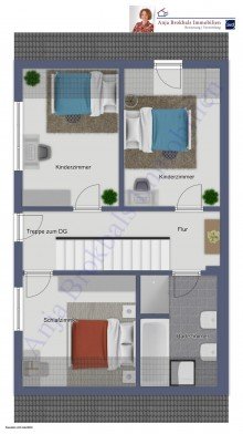 Grundriss Obergeschoss Zu Fu� in die City und zu den Schulen - DHH in ruhiger Lage - provisionsfrei f�r K�ufer in G�tersloh