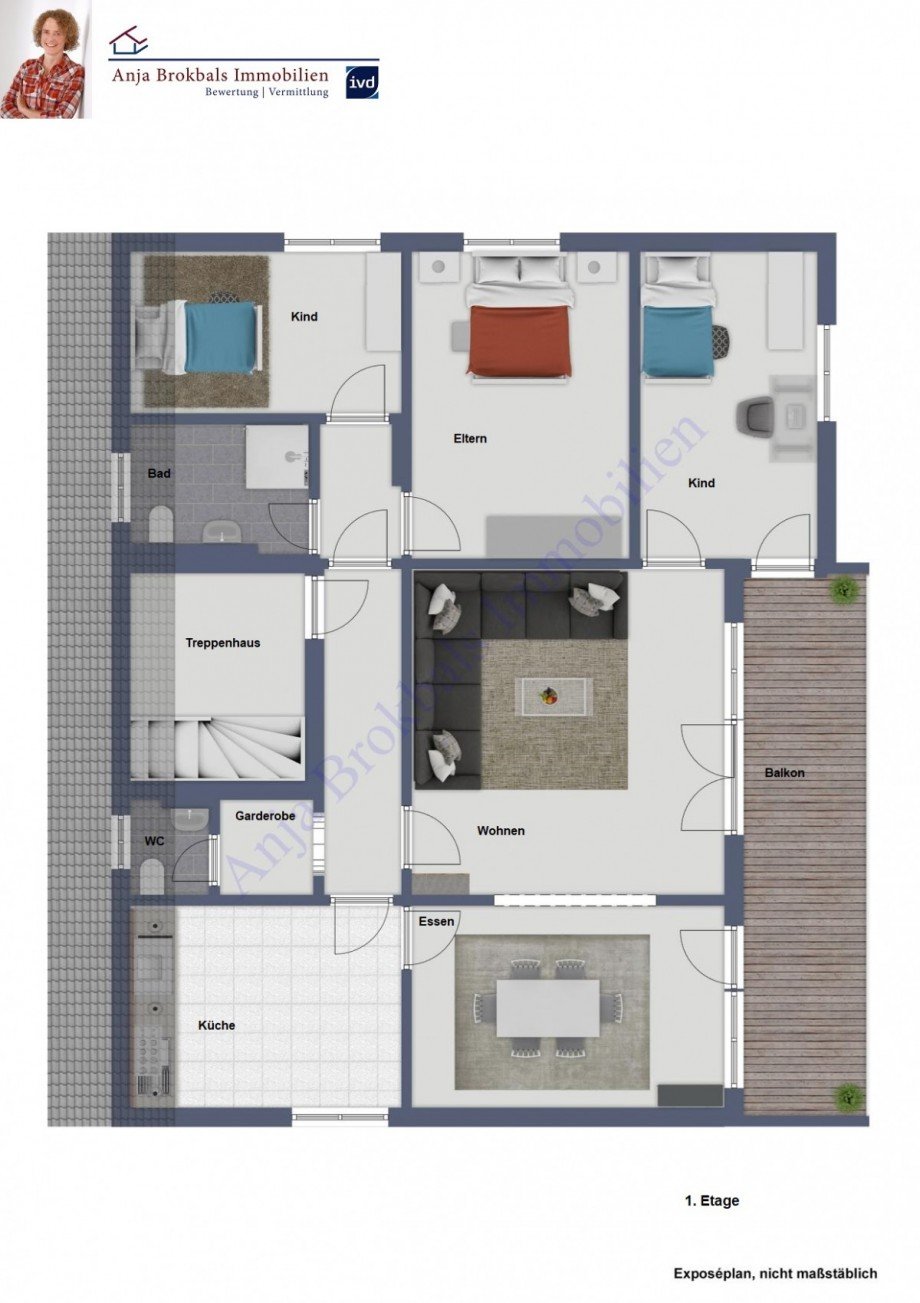 Grundriss 1. Etage Wohnung G�tersloh