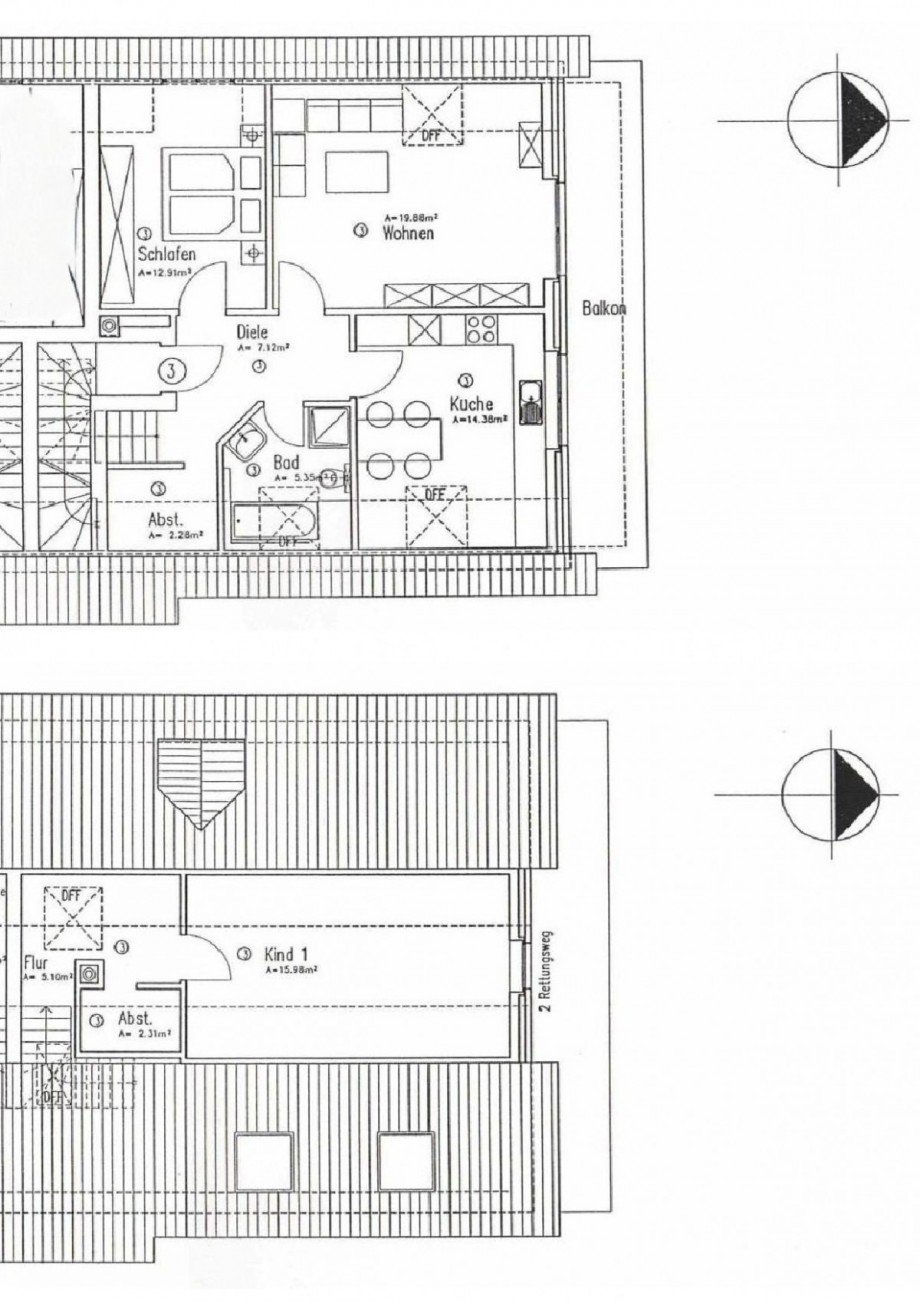 Grundriss Maisonette im OG und DG Wohnung G�tersloh
