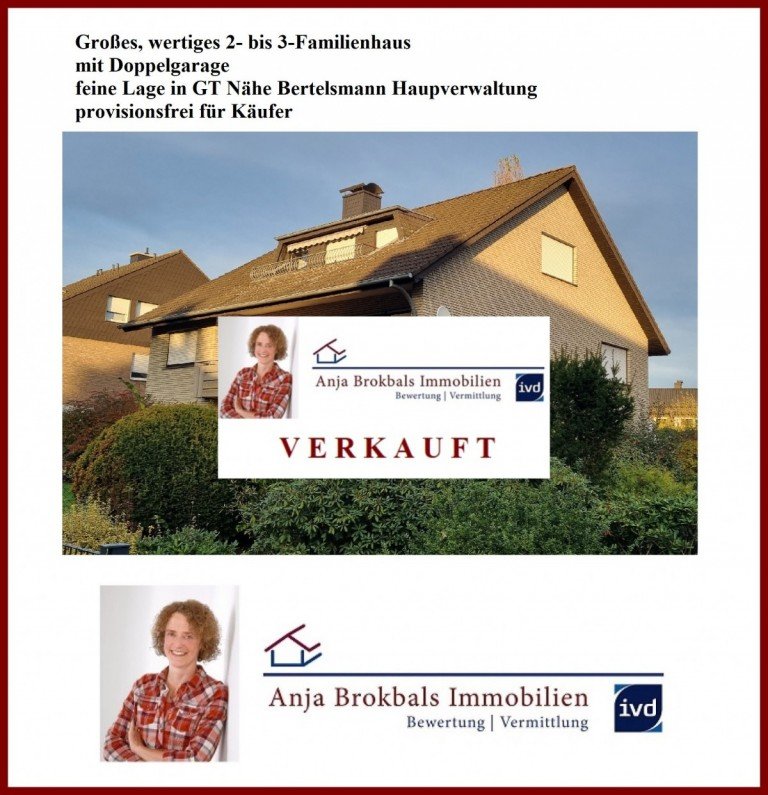 VERKAUFT G�tersloh Zweifamilienhaus Viel Raum f�r 1 bis 3 Familien oder wohnen und vermieten!