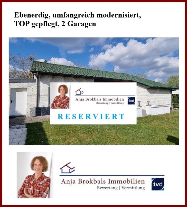 02.888.RESERVIERT Rheda-Wiedenbr�ck Einfamilienhaus Ebenerdig, umfangreich modernisiert, TOP gepflegt, 2 Garagen - provisionsfrei f�r K�ufer