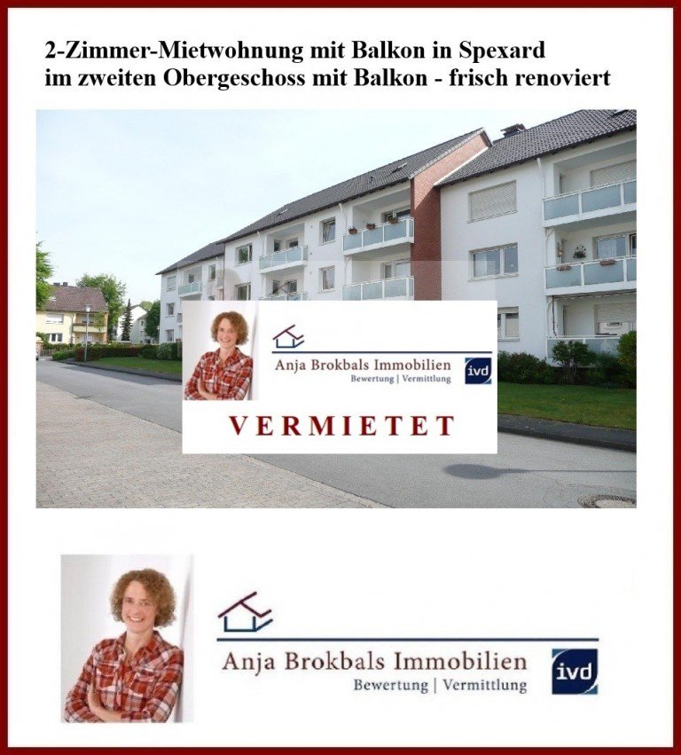 02.608.VERMIETET G�tersloh Wohnung Spexard: Frisch renovierte 2-Zimmer-Wohnung im 2. OG mit Balkon