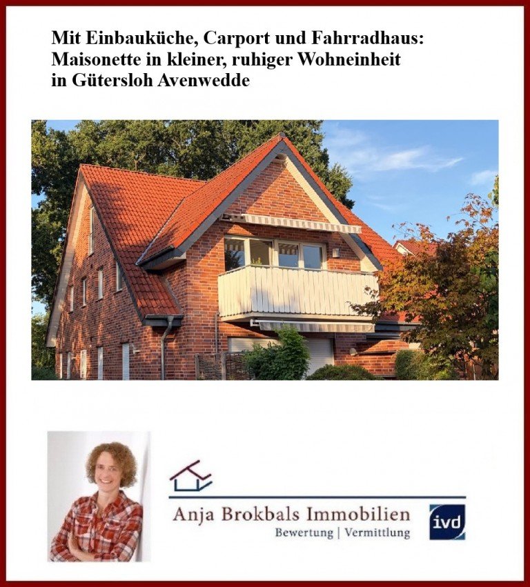 Maisonette in Avenwedde G�tersloh Wohnung Mit Carport, EBK und Fahrradhaus in kleiner, ruhiger Wohneinheit in Avenwedde