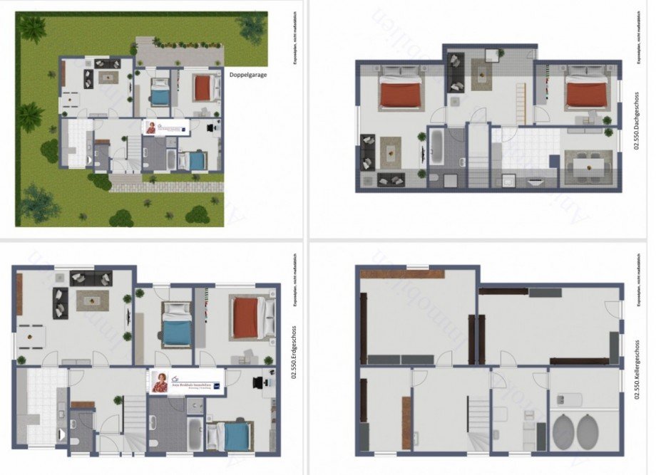 02.550.Grundrisse Zweifamilienhaus G�tersloh